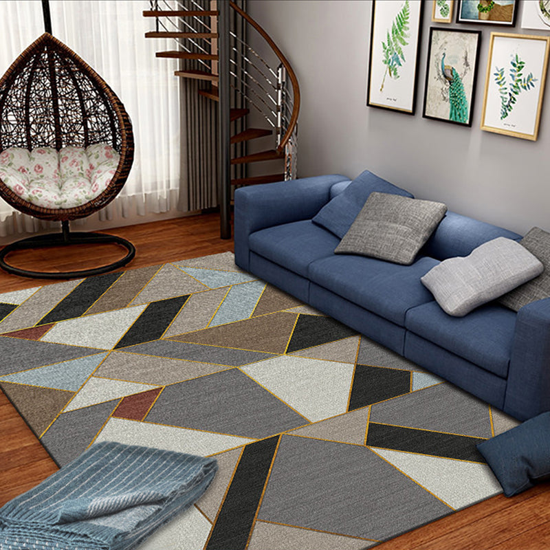 Special Geometrical Colorblock Rug Bright Modern Style Rug Polypropylene Stain Resistant Machine Wash Carpet for Home Black Clearhalo 'Area Rug' 'Modern' 'Rugs' Rug' 1927636