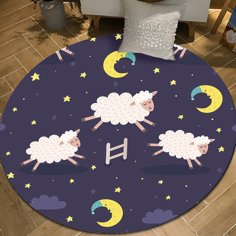 Cartoon Childrens Room Rug Dark Color Animal Land Carpet Polyester Pet Friendly Anti-Slip Rug Clearhalo 'Area Rug' 'Rug' 1927656