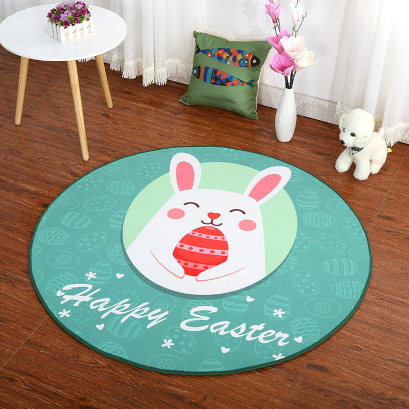 Cartoon Childrens Room Rug Dark Color Animal Land Carpet Polyester Pet Friendly Anti-Slip Rug Green Clearhalo 'Area Rug' 'Rug' 1927663