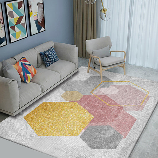 Soft Color Modern Rug Synthetics Geometric Shapes Area Carpet Easy Care Anti-Slip Rug for Home Decoration Pink Clearhalo 'Area Rug' 'Modern' 'Rugs' Rug' 1927678