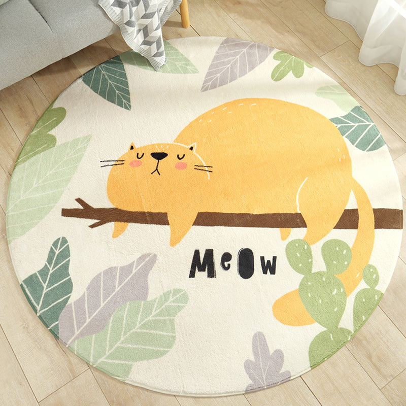 Adorable Animal Indoor Rug Soft Color Cartoon Carpet Polypropylene Machine Washable Rug for Kids Room Yellow Clearhalo 'Area Rug' 'Rug' 1927682