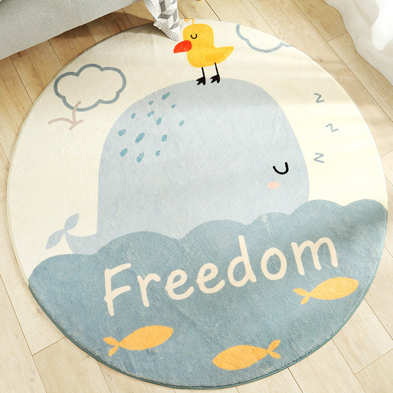 Adorable Animal Indoor Rug Soft Color Cartoon Carpet Polypropylene Machine Washable Rug for Kids Room Blue Clearhalo 'Area Rug' 'Rug' 1927691