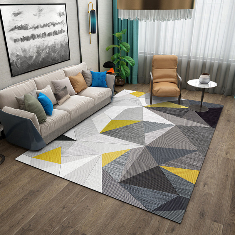 Soft Color House Interior Rug Modern Pencil Sketch Geometric Print Carpet Polyester Stain-Proof Anti-Slip Rug Black Clearhalo 'Area Rug' 'Modern' 'Rugs' Rug' 1927769