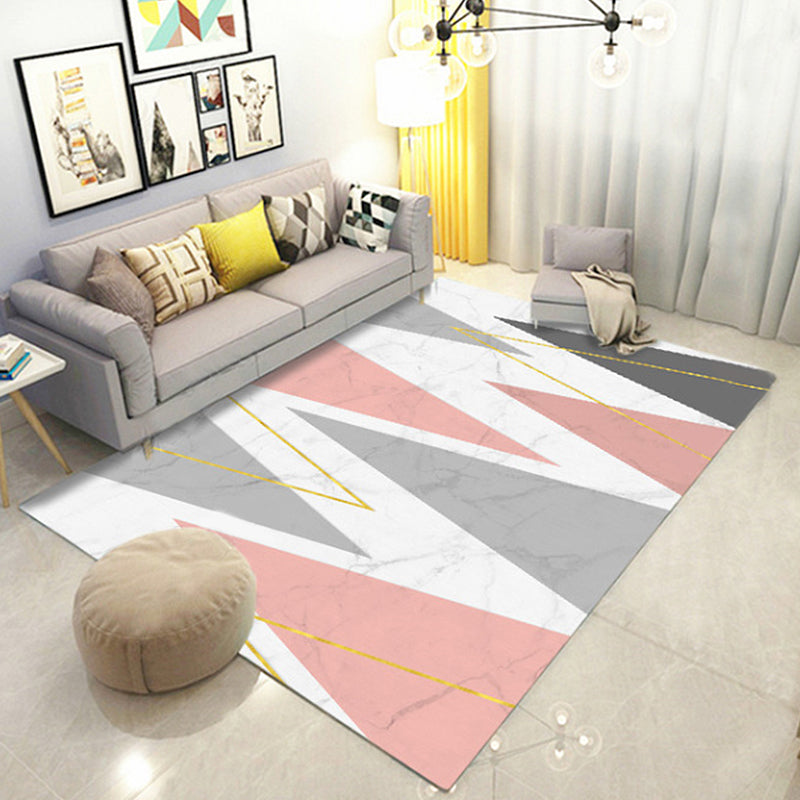 Compact Multicolored Modern Rug Polypropylene Triangles Pattern Rug Non-Slip Backing Carpet for Living Room Pink Clearhalo 'Area Rug' 'Modern' 'Rugs' Rug' 1927772