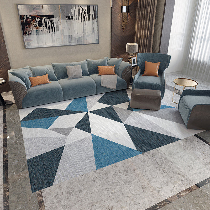 Compact Multicolored Modern Rug Polypropylene Triangles Pattern Rug Non-Slip Backing Carpet for Living Room Blue Clearhalo 'Area Rug' 'Modern' 'Rugs' Rug' 1927779