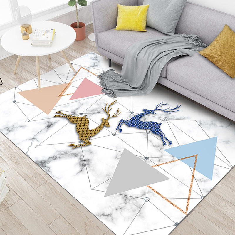 Compact Multicolored Modern Rug Polypropylene Triangles Pattern Rug Non-Slip Backing Carpet for Living Room White Clearhalo 'Area Rug' 'Modern' 'Rugs' Rug' 1927781