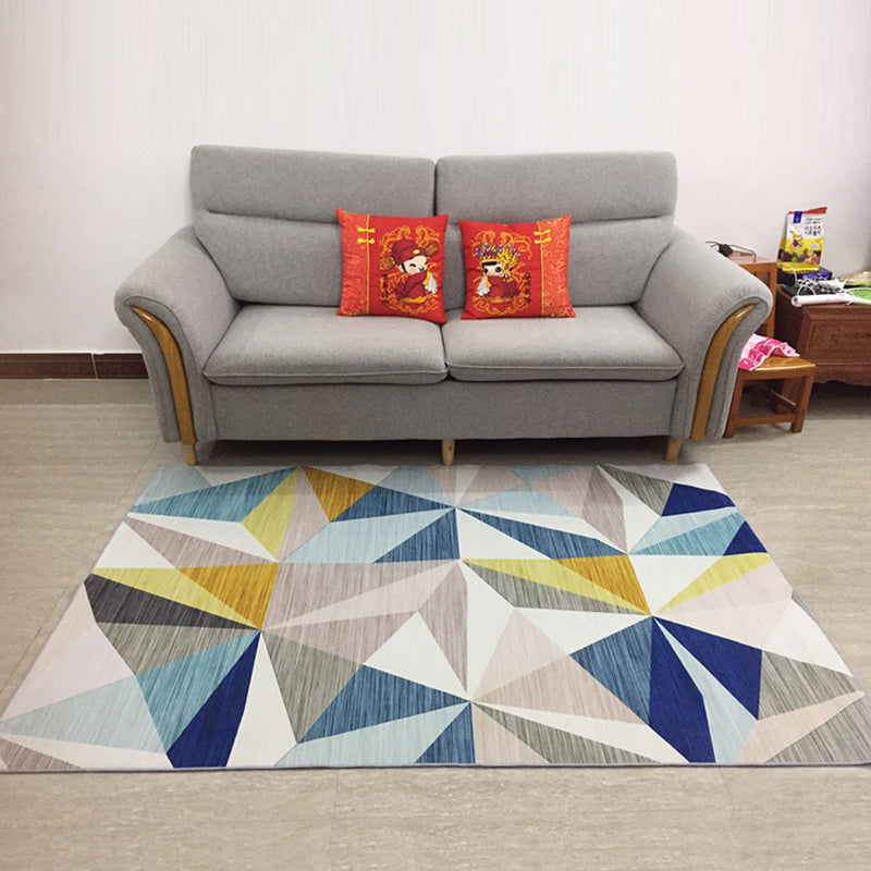 Compact Multicolored Modern Rug Polypropylene Triangles Pattern Rug Non-Slip Backing Carpet for Living Room Dark Blue Clearhalo 'Area Rug' 'Modern' 'Rugs' Rug' 1927782