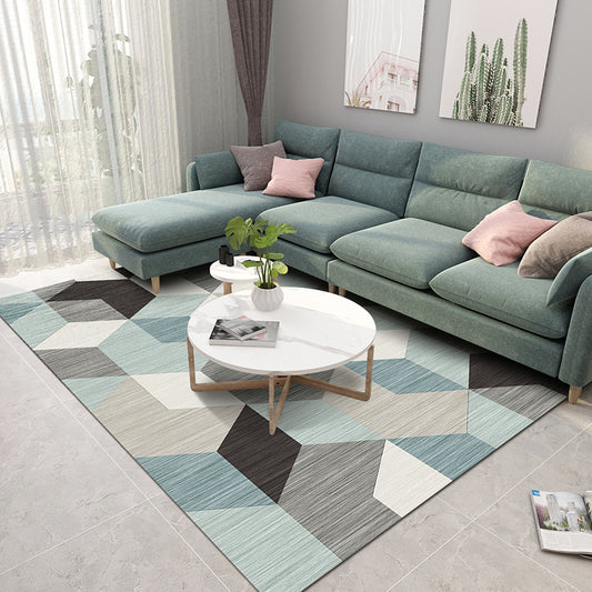 Multicolor 3D Effect Geometric Rug Synthetics Contemporary Carpet Washable Pet Friendly Rug for Home Light Blue Clearhalo 'Area Rug' 'Modern' 'Rugs' Rug' 1927808