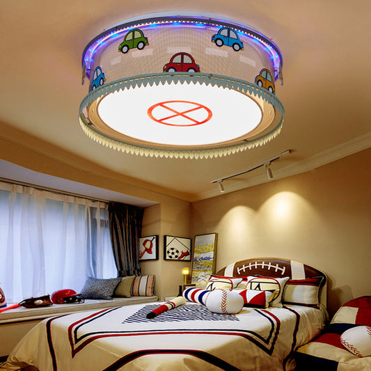 Drum Kid Bedroom Flush Mount Ceiling Fixture Acrylic Cartoon Ceiling Light Multi Color Clearhalo 'Ceiling Lights' 'Close To Ceiling Lights' 'Close to ceiling' 'Flush mount' Lighting' 192780