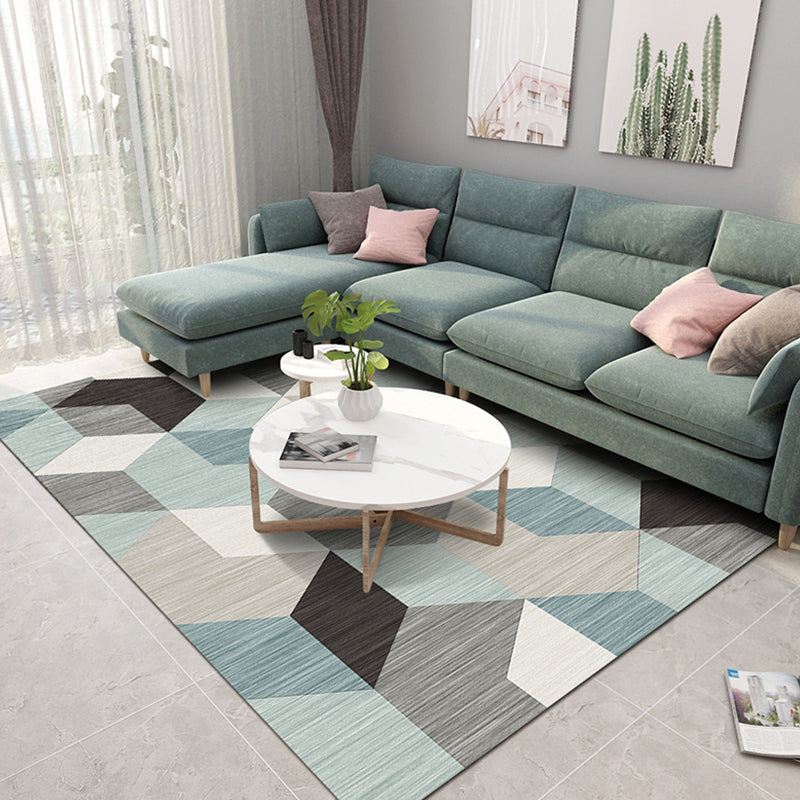 Multicolor 3D Effect Geometric Rug Synthetics Contemporary Carpet Washable Pet Friendly Rug for Home Blue Clearhalo 'Area Rug' 'Modern' 'Rugs' Rug' 1927815