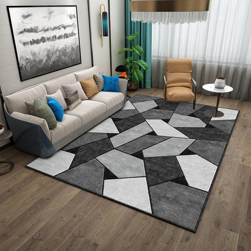 Multicolor 3D Effect Geometric Rug Synthetics Contemporary Carpet Washable Pet Friendly Rug for Home Dark Gray Clearhalo 'Area Rug' 'Modern' 'Rugs' Rug' 1927816