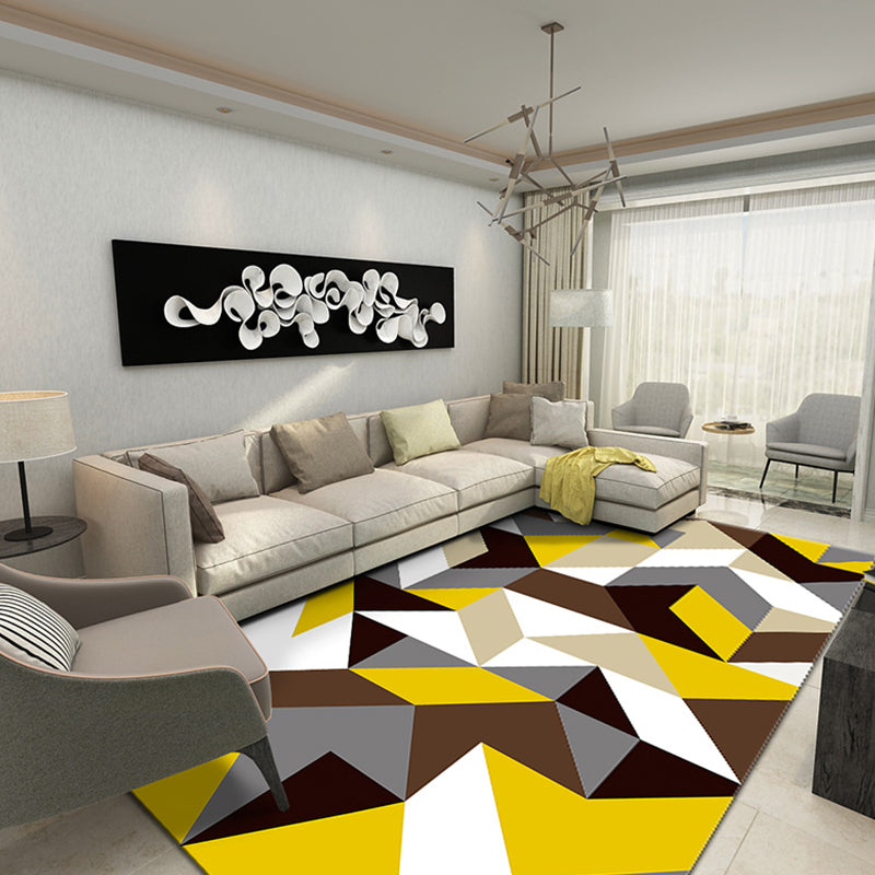 Multicolor 3D Effect Geometric Rug Synthetics Contemporary Carpet Washable Pet Friendly Rug for Home Yellow Clearhalo 'Area Rug' 'Modern' 'Rugs' Rug' 1927817