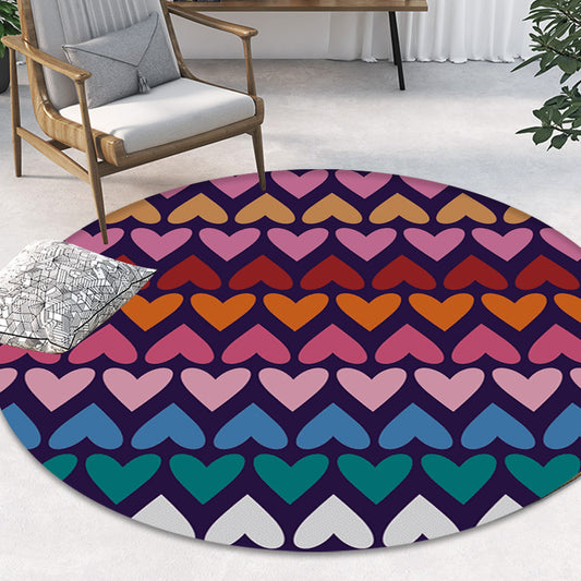 Romantic Modern Rug Colorful Seamless Loving Heart Pattern Carpet Stain Resistant Rug for Bedroom Dark Blue Clearhalo 'Area Rug' 'Modern' 'Rugs' Rug' 1927829