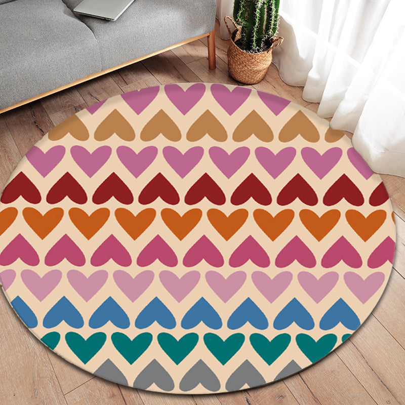 Romantic Modern Rug Colorful Seamless Loving Heart Pattern Carpet Stain Resistant Rug for Bedroom Clearhalo 'Area Rug' 'Modern' 'Rugs' Rug' 1927842