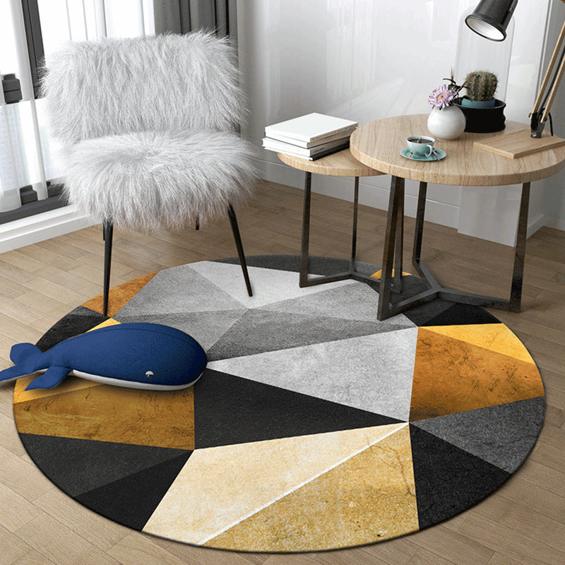 Modern Abstract Geometry Rug Multi Color Polyester Area Rug Easy Care Anti-Slip Carpet for Sitting Room Black Clearhalo 'Area Rug' 'Modern' 'Rugs' Rug' 1927854