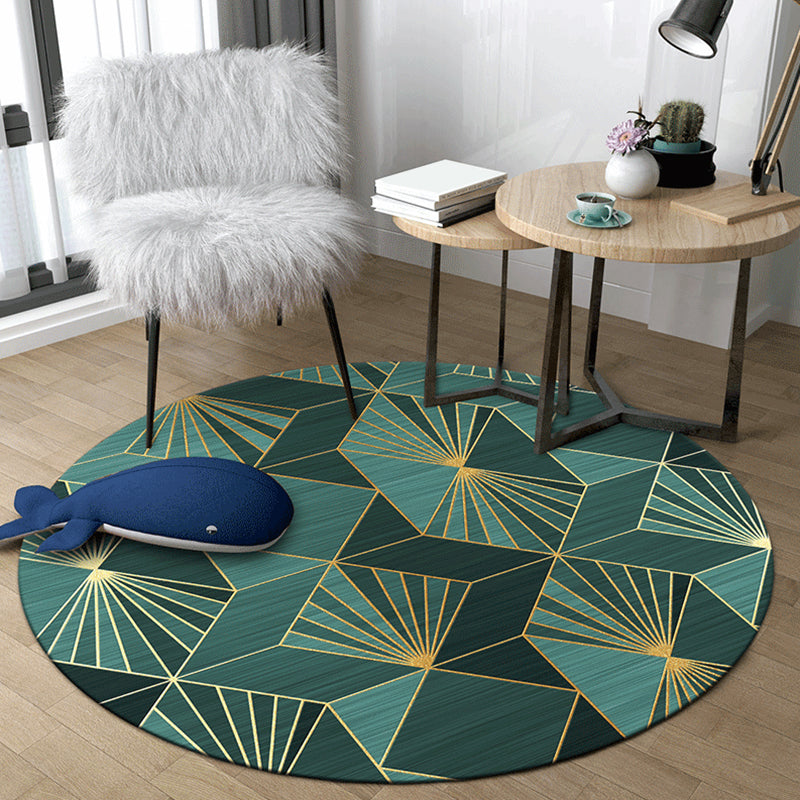 Modern Abstract Geometry Rug Multi Color Polyester Area Rug Easy Care Anti-Slip Carpet for Sitting Room Green Clearhalo 'Area Rug' 'Modern' 'Rugs' Rug' 1927861