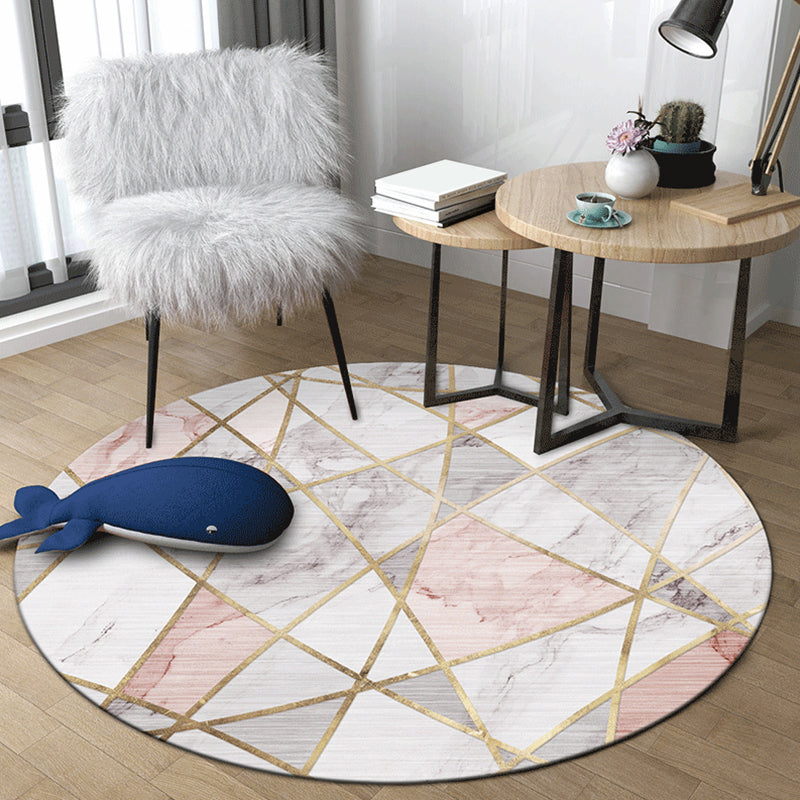 Modern Abstract Geometry Rug Multi Color Polyester Area Rug Easy Care Anti-Slip Carpet for Sitting Room Pink Clearhalo 'Area Rug' 'Modern' 'Rugs' Rug' 1927862