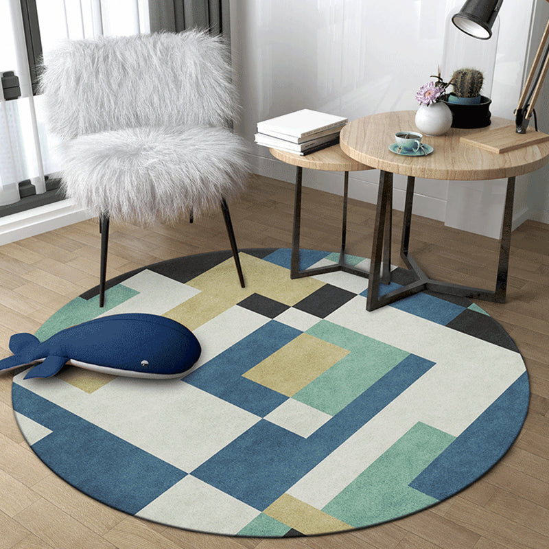 Pastel Dorm Room Rug Nordic Geometric Shapes Area Carpet Polypropylene Non-Slip Backing Indoor Rug Blue Clearhalo 'Area Rug' 'Modern' 'Rugs' Rug' 1927878