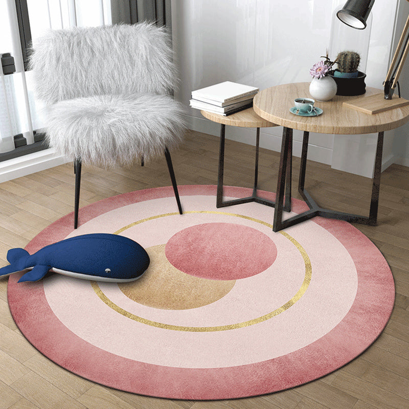 Pastel Dorm Room Rug Nordic Geometric Shapes Area Carpet Polypropylene Non-Slip Backing Indoor Rug Pink Clearhalo 'Area Rug' 'Modern' 'Rugs' Rug' 1927879