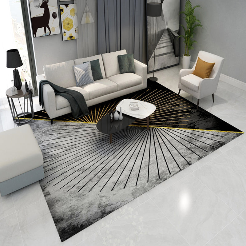 Steampunk Living Room Rug Dark Color Line Art Abstract Carpet Polyester Anti-Slip Backing Rug for Living Room Black Clearhalo 'Area Rug' 'Rug' 1927944