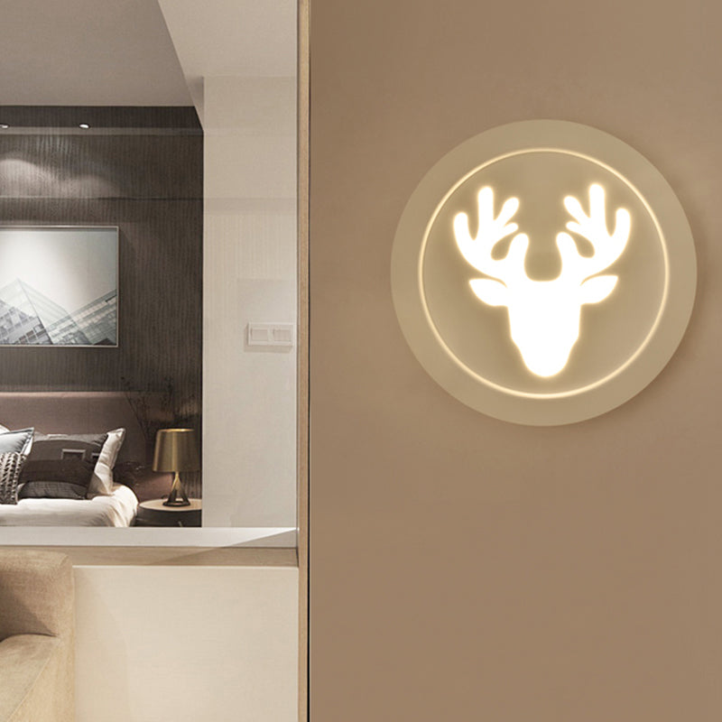 Deer Bedroom Wall Lamp Modern Style Metal Wall Sconce White Warm Clearhalo 'Wall Lamps & Sconces' 'Wall Lights' Lighting' 192806