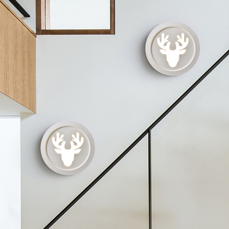 Deer Bedroom Wall Lamp Modern Style Metal Wall Sconce White White Clearhalo 'Wall Lamps & Sconces' 'Wall Lights' Lighting' 192807