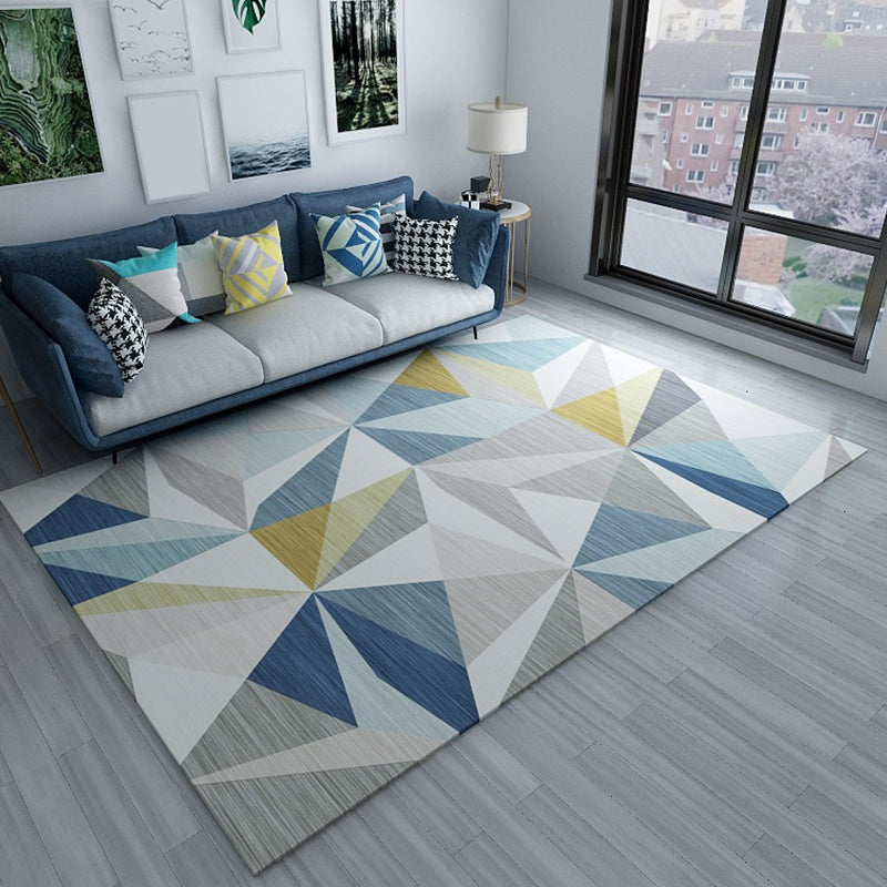 Light Color Triangle Patchwork Rug Polyester Modern Style Carpet Machine Wash Rug for Sitting Room Blue Clearhalo 'Area Rug' 'Modern' 'Rugs' Rug' 1928096