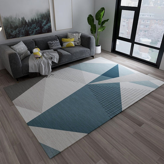 Light Color Triangle Patchwork Rug Polyester Modern Style Carpet Machine Wash Rug for Sitting Room Dark Blue Clearhalo 'Area Rug' 'Modern' 'Rugs' Rug' 1928099