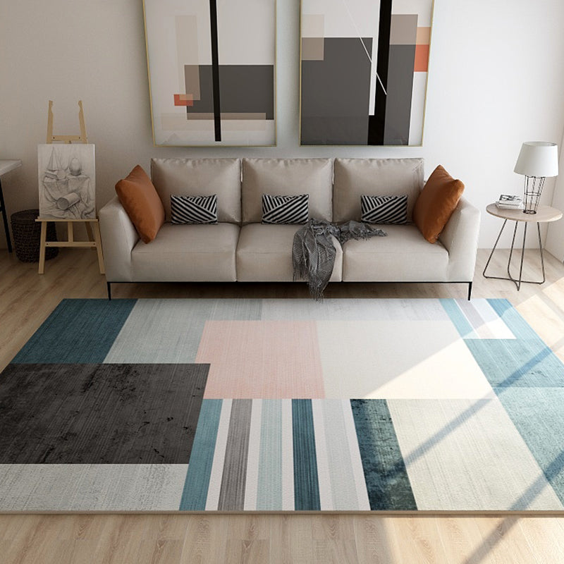 Pastel Living Room Area Rug Modern Geometric Carpet Synthetics Easy Care Anti-Slip Backing Rug Black Clearhalo 'Area Rug' 'Modern' 'Rugs' Rug' 1928100