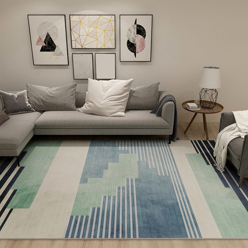 Pastel Living Room Area Rug Modern Geometric Carpet Synthetics Easy Care Anti-Slip Backing Rug Green Clearhalo 'Area Rug' 'Modern' 'Rugs' Rug' 1928108