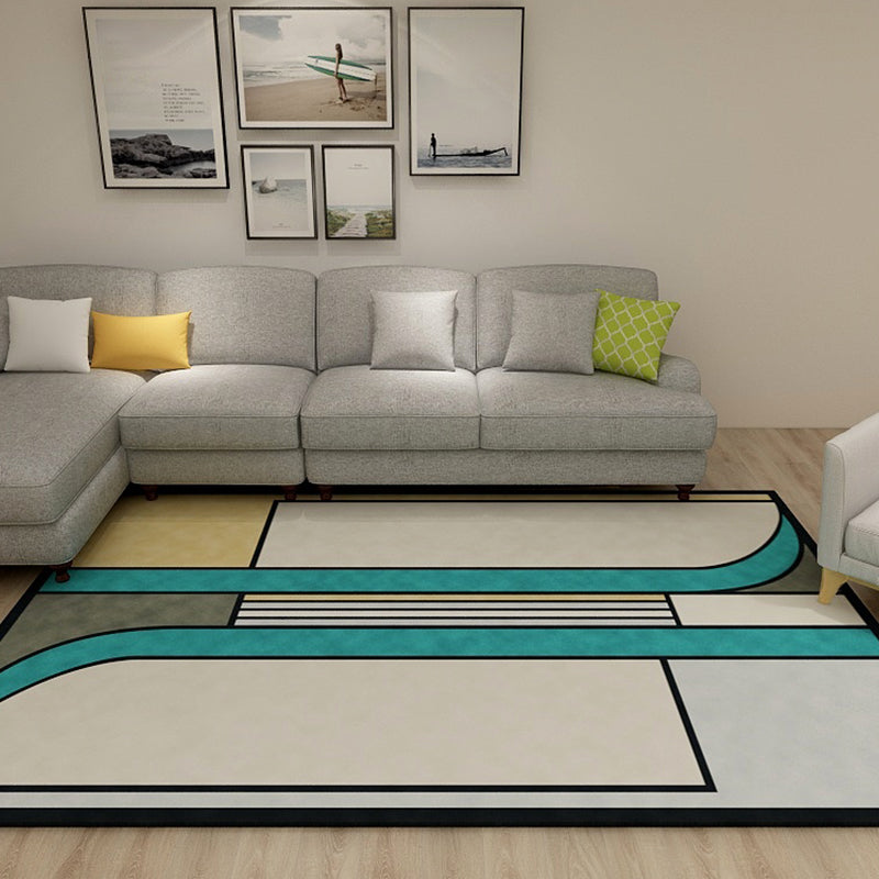 Pastel Living Room Area Rug Modern Geometric Carpet Synthetics Easy Care Anti-Slip Backing Rug Light Green Clearhalo 'Area Rug' 'Modern' 'Rugs' Rug' 1928109