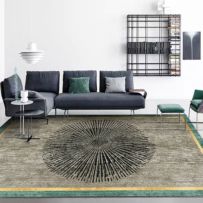 Grey Radial Pattern Rug Polyester Contemporary Rug Washable Anti-Slip Backing Carpet for Child's Room Grey Clearhalo 'Area Rug' 'Modern' 'Rugs' Rug' 1928133