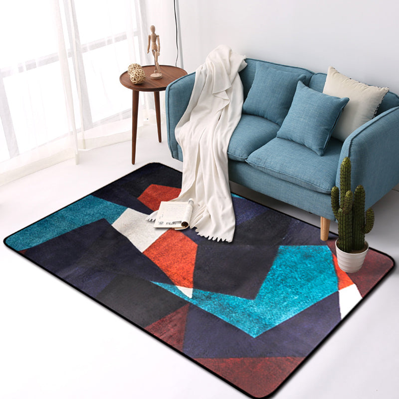 Modern Style Blue Indoor Area Rug Non-Slip Color Block Synthetic Foot Mat for Hallway Blue Clearhalo 'Area Rug' 'Modern' 'Rugs' Rug' 1928165