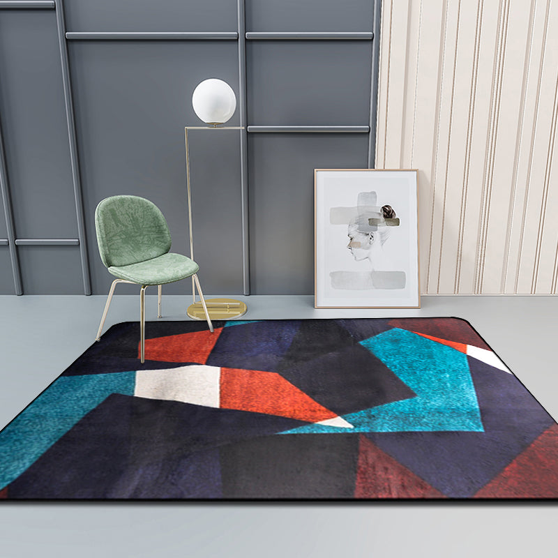 Modern Style Blue Indoor Area Rug Non-Slip Color Block Synthetic Foot Mat for Hallway Clearhalo 'Area Rug' 'Modern' 'Rugs' Rug' 1928166