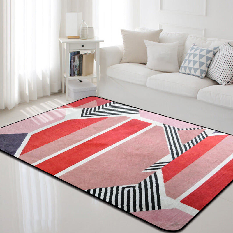 Non-Slip Polypropylene Foot Mat with Red Color Block Pattern Modernist Indoor Area Rug for Gallery Red Clearhalo 'Area Rug' 'Modern' 'Rugs' Rug' 1928171