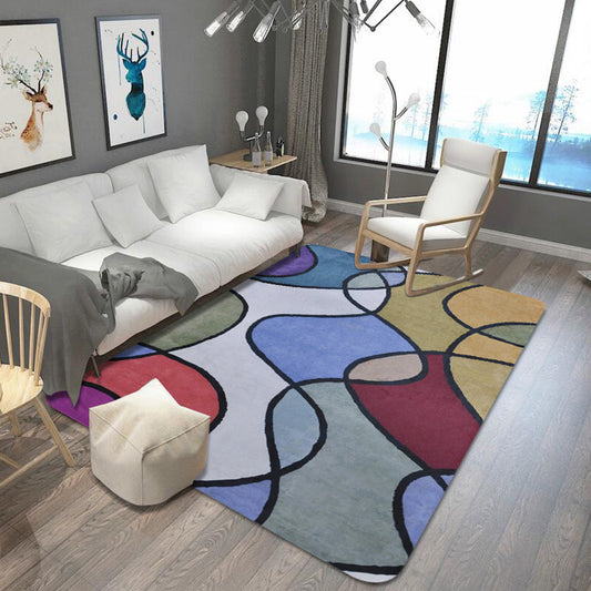 Modernist Blue Synthetic Foot Mat Color Block Designer Washable Indoor Area Rug for Office Blue Clearhalo 'Area Rug' 'Modern' 'Rugs' Rug' 1928178