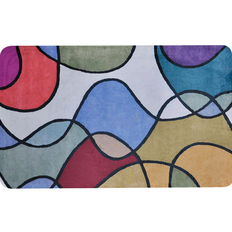 Modernist Blue Synthetic Foot Mat Color Block Designer Washable Indoor Area Rug for Office Clearhalo 'Area Rug' 'Modern' 'Rugs' Rug' 1928180