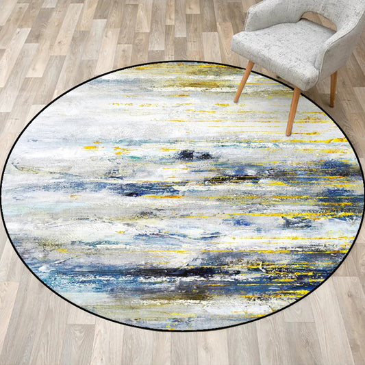 Modern Living Room Rug in Blue and Yellow Abstract Painting Print Rug Polyester Stain-Resistant Area Rug Clearhalo 'Area Rug' 'Modern' 'Rugs' Rug' 1928210