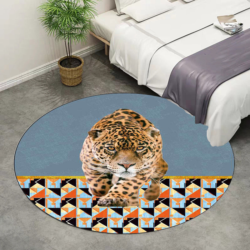 Simple Modern Rug in Brown and Blue Animal Tiger Triangle Pattern Rug Polyester Anti-Slip Backing Carpet for Home Decor Light Brown Clearhalo 'Area Rug' 'Modern' 'Rugs' Rug' 1928225