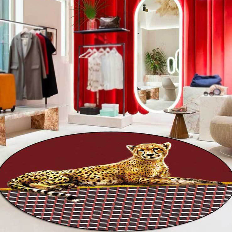 Black and Red Bedroom Rug Modern Animal Leopard Zebra Geometry Pattern Area Rug Polyester Anti-Slip Backing Carpet Red Clearhalo 'Area Rug' 'Modern' 'Rugs' Rug' 1928241