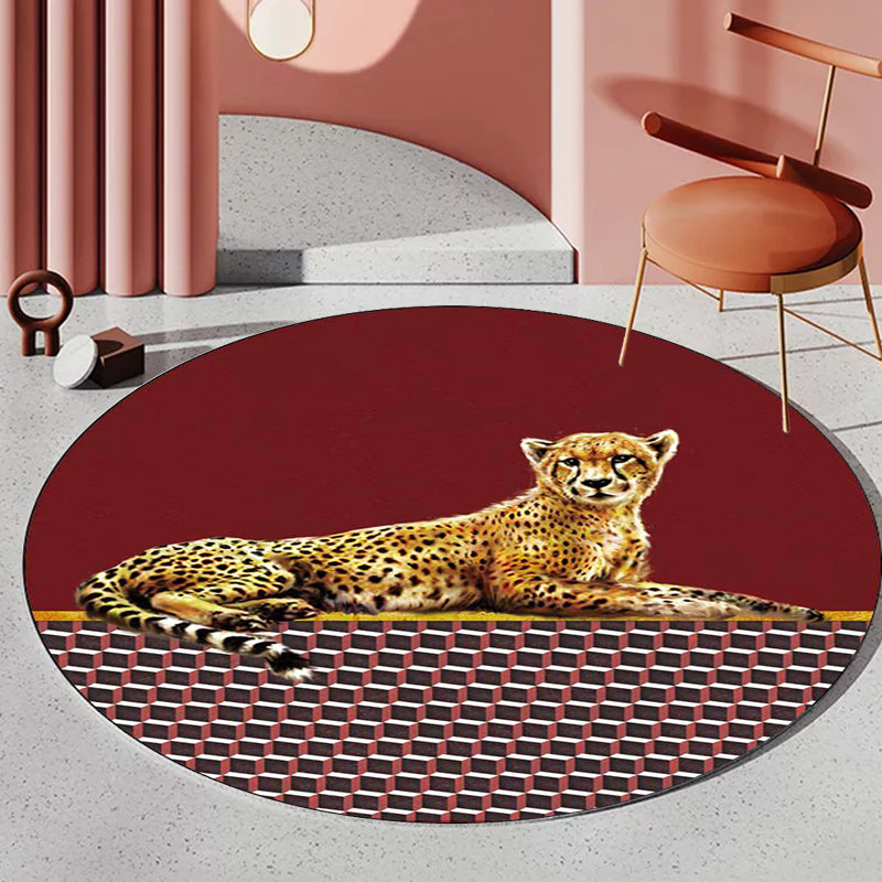 Black and Red Bedroom Rug Modern Animal Leopard Zebra Geometry Pattern Area Rug Polyester Anti-Slip Backing Carpet Clearhalo 'Area Rug' 'Modern' 'Rugs' Rug' 1928242