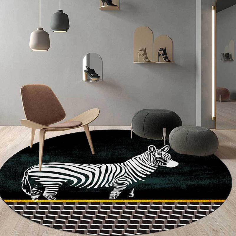 Black and Red Bedroom Rug Modern Animal Leopard Zebra Geometry Pattern Area Rug Polyester Anti-Slip Backing Carpet Clearhalo 'Area Rug' 'Modern' 'Rugs' Rug' 1928258