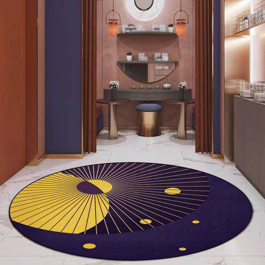 Purple Bedroom Rug Modern Color Block Lines Circle Pattern Area Rug Polyester Pet Friendly Carpet Purple Clearhalo 'Area Rug' 'Modern' 'Rugs' Rug' 1928273