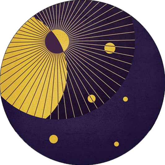 Purple Bedroom Rug Modern Color Block Lines Circle Pattern Area Rug Polyester Pet Friendly Carpet Clearhalo 'Area Rug' 'Modern' 'Rugs' Rug' 1928275