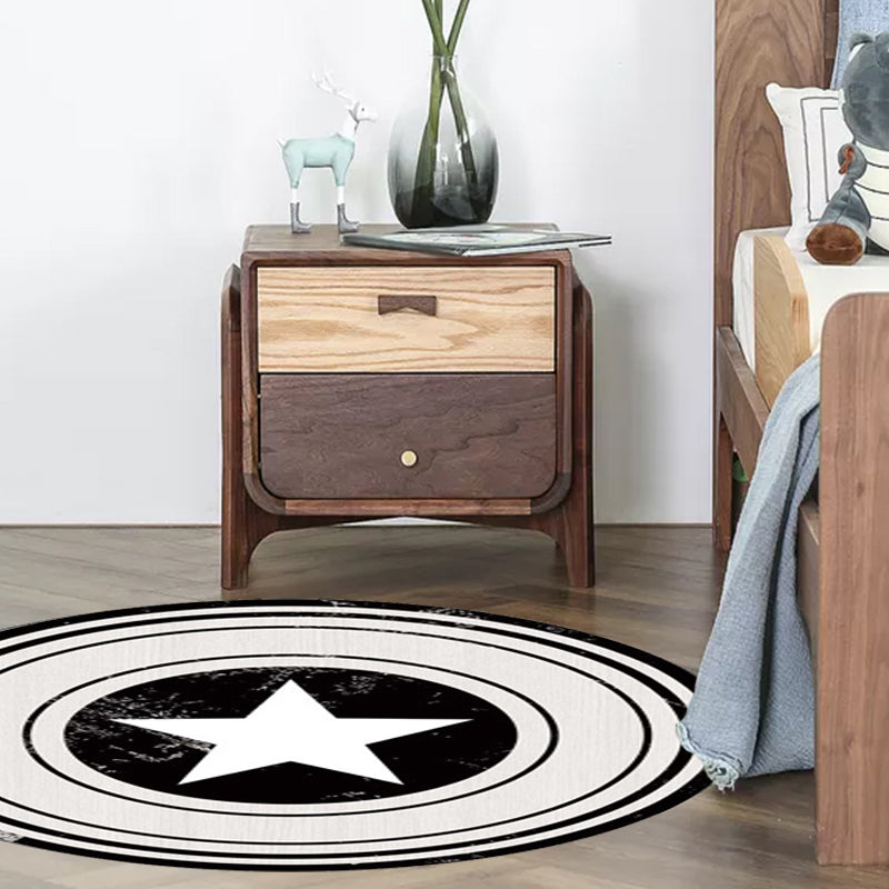 Brown and Green Bedroom Rug Modern Graphics Star Circle Pattern Area Rug Polyester Washable Carpet Clearhalo 'Area Rug' 'Modern' 'Rugs' Rug' 1928282