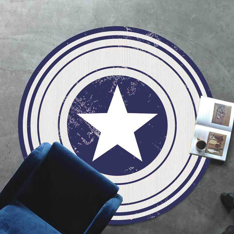 Brown and Green Bedroom Rug Modern Graphics Star Circle Pattern Area Rug Polyester Washable Carpet Blue Clearhalo 'Area Rug' 'Modern' 'Rugs' Rug' 1928289