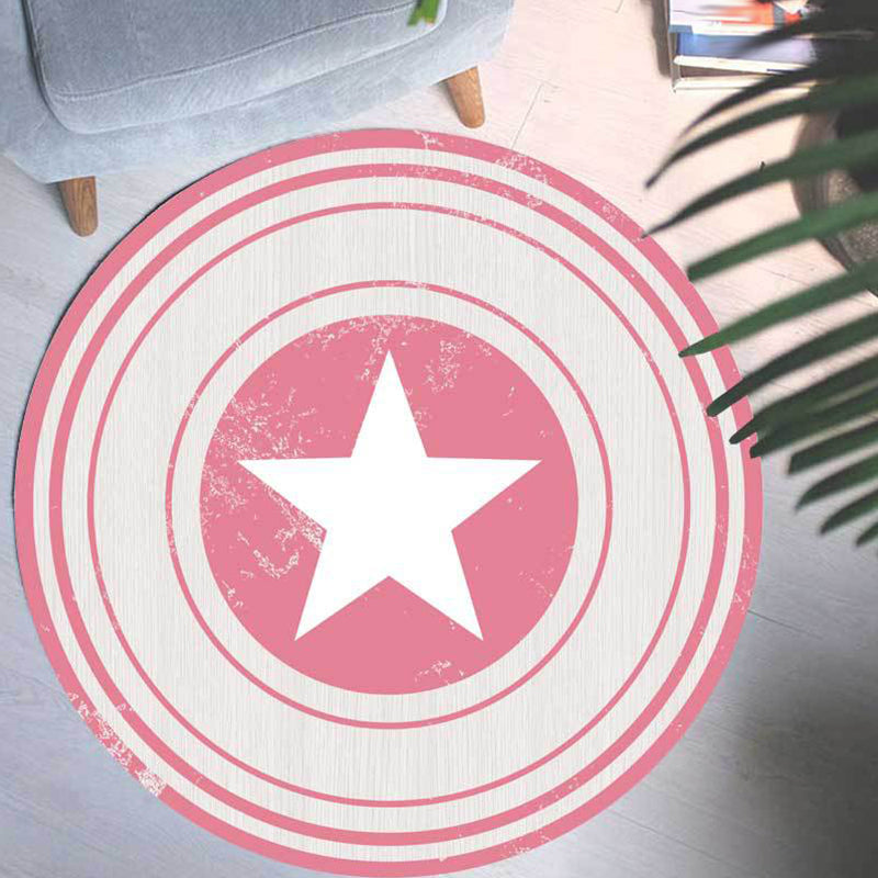 Brown and Green Bedroom Rug Modern Graphics Star Circle Pattern Area Rug Polyester Washable Carpet Pink Clearhalo 'Area Rug' 'Modern' 'Rugs' Rug' 1928297