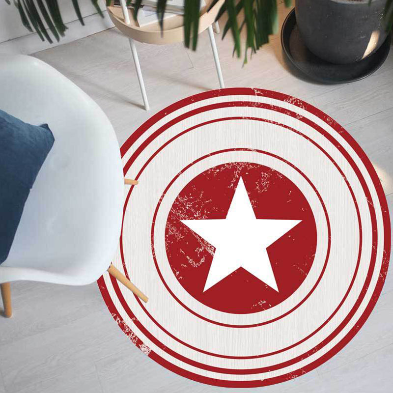 Brown and Green Bedroom Rug Modern Graphics Star Circle Pattern Area Rug Polyester Washable Carpet Red Clearhalo 'Area Rug' 'Modern' 'Rugs' Rug' 1928305