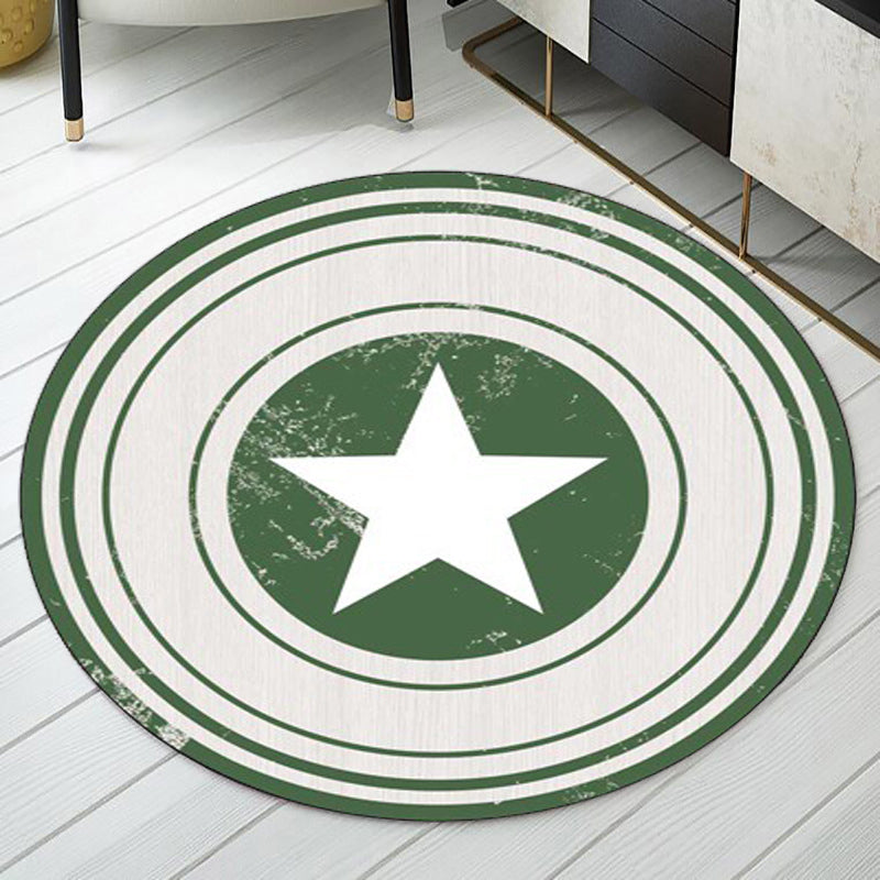 Brown and Green Bedroom Rug Modern Graphics Star Circle Pattern Area Rug Polyester Washable Carpet Green Clearhalo 'Area Rug' 'Modern' 'Rugs' Rug' 1928313