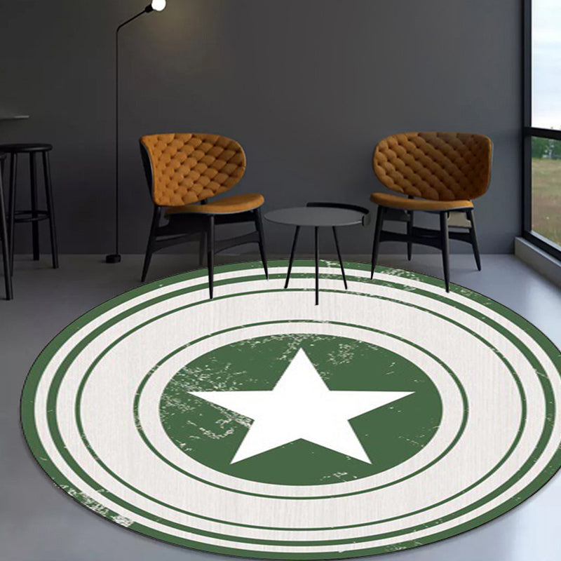 Brown and Green Bedroom Rug Modern Graphics Star Circle Pattern Area Rug Polyester Washable Carpet Clearhalo 'Area Rug' 'Modern' 'Rugs' Rug' 1928314